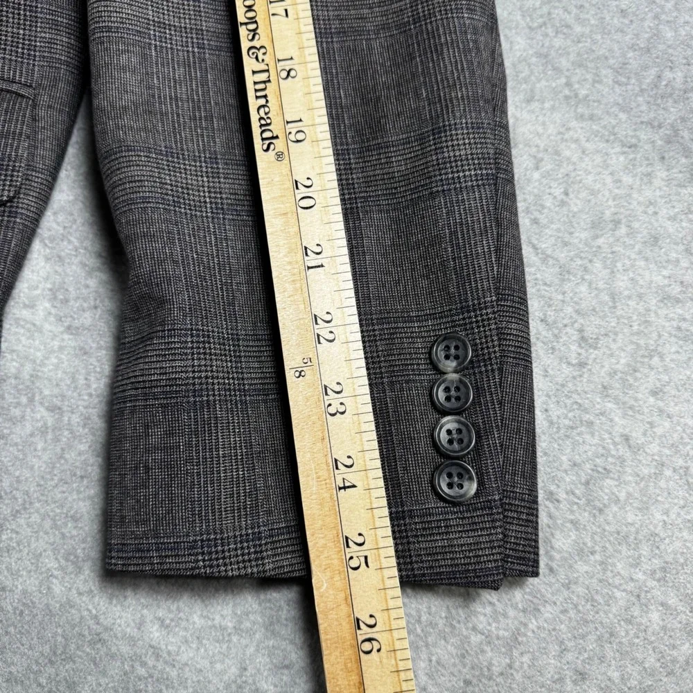 Jos. A. Bank Sport Coat Mens 44R Grey Excellent Wool Glen Plaid Blazer